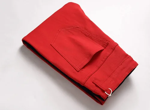 Miniatura 5 de LONGBIDA Pantalones de mezclilla ajustados para hombre con diseño de retazos elásticos de moda