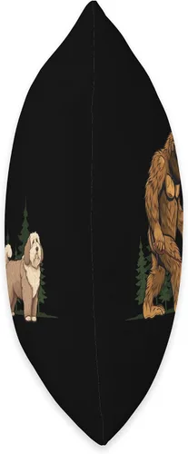 Miniatura 2 de Old English Sheepdog N Bigfoot Funny Old English Sheepdog Bigfoot Walking Dog Mom Dad - Almohada de 16 x 16 pulgadas, multicolor