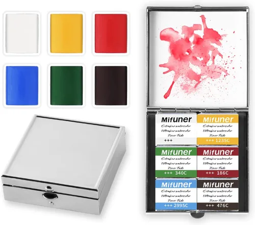 Miniatura 13 de Caja de estuche de pintura de acuarela portátil de mini lata de 12 celdas vacía es un pequeño kit de viaje de almacenamiento con clip magnético