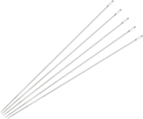 uxcell 50 agujas de abalorios finas, finas, largas, rectas para bordar, hilos de bordado, acero inoxidable, 3.15 pulgadas, 0.016 in de diámetro de