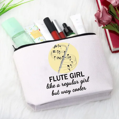 Miniatura 5 de GJTIM Flauta de regalo para amantes de la flauta, banda de marcha, bolsa de maquillaje, bolsa de viaje con cremallera para flautistas