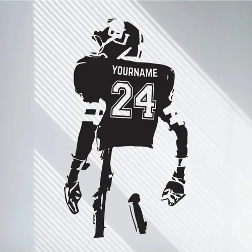 Calcomanía de pared personalizada de fútbol – Elige tu nombre – Números personalizados camisetas de jugador – Adhesivo decorativo para dormitorio de