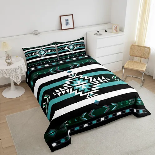 Miniatura 4 de Feelyou Southwest Native Juego de Ropa de Cama para Niños y Niñas Juego de Edredón Geométrico del Suroeste Tamaño Twin Edredón Tribal Decoración