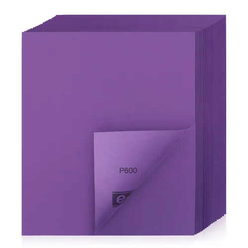 Miniatura 12 de Papel de lija de grano 80, 20 unidades, hojas de lija en seco y húmedo de 9 x 11 pulgadas, papel de arena abrasivo de alúmina púrpura para madera