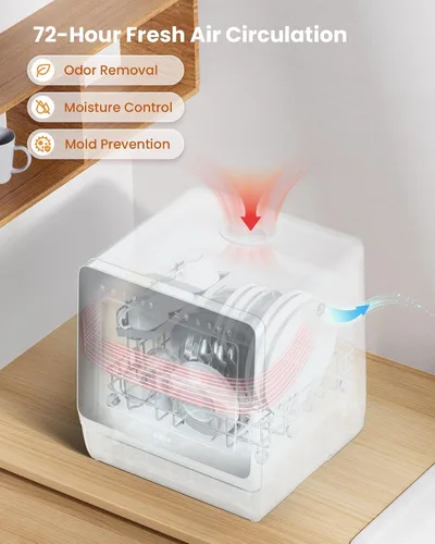 Miniatura 8 de HAVA 2025 NUEVO Lavavajillas de mostrador mejorado con suavizador de agua y eficiencia energética mejorada, lavavajillas portátil con 8 programas
