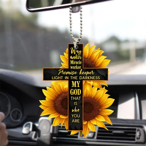 Miniatura 10 de Talataca Fe Girasol Dios Jesús Cruz Cristiana Mariposa 2D Espejo Retrovisor de Coche Plano Accesorios Adorno Árbol de Navidad Decoración Colgante
