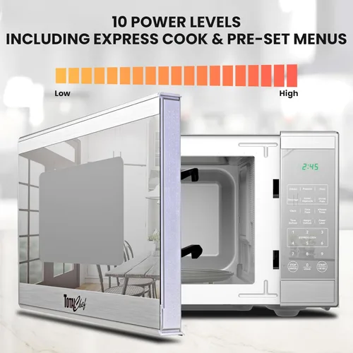 Miniatura 6 de Horno microondas TOTAL Chef de 1.3 pies cúbicos – Electrodoméstico compacto de encimera, pequeño horno microondas de acero inoxidable con pantalla