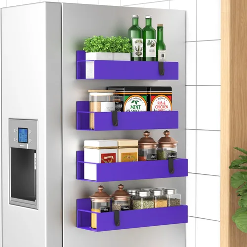 Miniatura 25 de HuggieGems Paquete de 4 Organizadores Magnéticos de Almacenamiento de Especias para Refrigerador y Horno, Organizadores y Almacenamiento Gris
