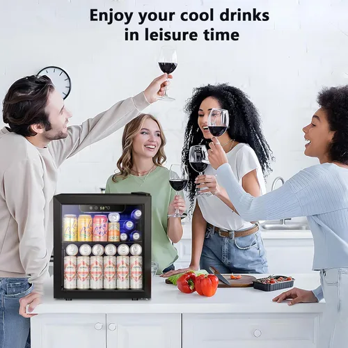 Miniatura 7 de Antarctic Star Mini refrigerador para 48 latas, refrigerador de bebidas, puerta de vidrio negro para cerveza, refrescos o vino, máquina dispensadora