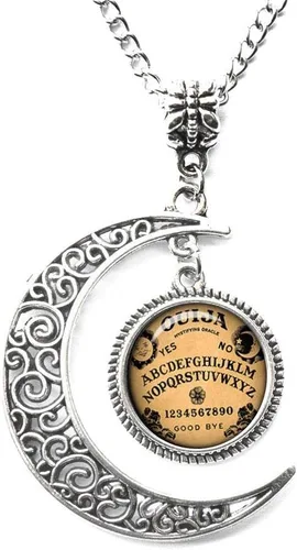 Charm Crescent Moon Ouija Board Pendant Oujia Collar Oujia Juego Inspirador Regalo Negro Magia Foto Colgante Wicca Joyería Wicca Collar Joyería