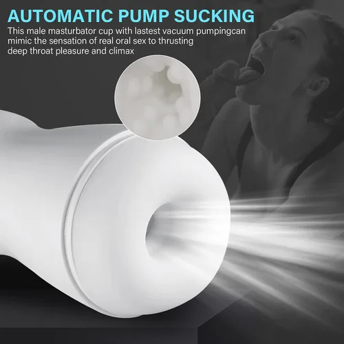 Miniatura 2 de Masturbador masculino automático para simulador de pene mamada con 4 modos de succión para tragar juguete sexual oral, 7 vibrantes, coño eléctrico
