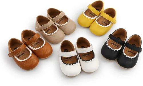 Miniatura 2 de WILLFUN Zapatos planos Mary Jane para bebé niña, diseño floral, vestido de princesa, zapatos de cuna antideslizantes para los primeros pasos