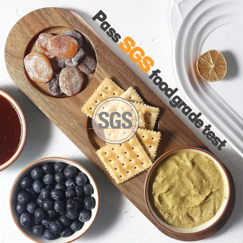 Miniatura 3 de Artena Juego de 6 Tazas de 177ml de Cerámica Sólida Turquesa para Chips y Dip con Bandeja de Madera de Acacia, Tazas de Servir Pequeñas de 11.4cm