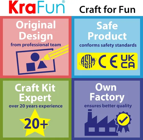 Miniatura 7 de KRAFUN Mi Primer Kit de Manualidades de Papel de Animales Safari, 16 Animales de Zoológico de Artes y Manualidades DIY, Caja de Suministros