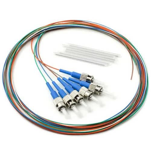 Miniatura 13 de 6 hilos multimodo OM1 62.5/125 ST-UPC fibra coleta, ST OM1 fibra óptica coleta, incluye 6 mangas de protección de fibra óptica de empalme de fusión