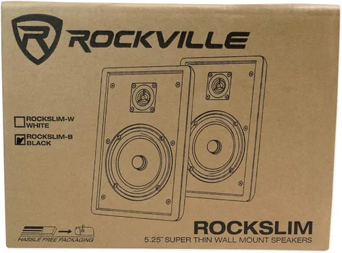 Miniatura 10 de Rockville RockSlim Par de altavoces negros de cine en casa de 5.25 pulgadas y 240 W, 8 ohmios, diseño delgado para montaje en pared, audio claro
