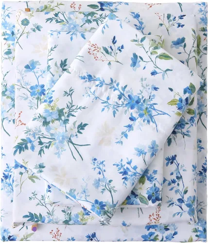 Miniatura 16 de Mooreeke Sábanas de cama Queen con estampado floral, ropa de cama impresa de microfibra suave y fundas de almohada, sábana vintage Queen de bolsillo