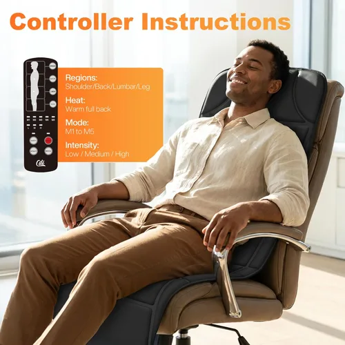 Miniatura 6 de CILI Alfombrilla de masaje de cuerpo completo, almohadilla para silla masajeadora, 10 motores de vibración y 5 modos de masaje, masajeador