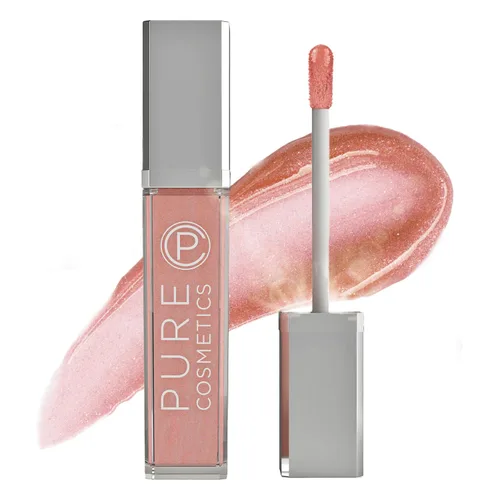 Pure Illumination - Brillo de labios con cepillo aplicador iluminado por LED + espejo lateral, antiadherente, hidratante, brillos labiales