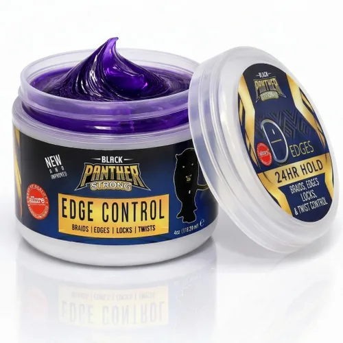 Black Panther Control de bordes, resistente a la humedad, fuerte sujeción flexible para cabello natural y relajado 4C, con aceite de ricino, aceite