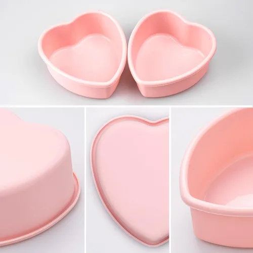Miniatura 3 de Mini molde de silicona de 4 pulgadas para tartas de corazón, paquete de 2 moldes antiadherentes para el día de San Valentín, aniversario