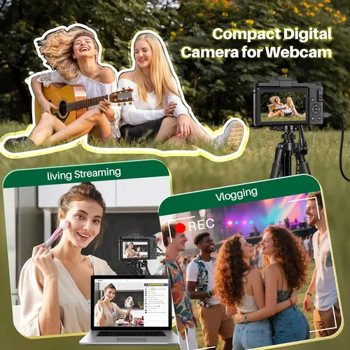 Miniatura 9 de Cámara digital 4K para fotografía, enfoque automático de zoom 16X 64MP WiFi Cámara compacta de viaje, cámara de vlogging para YouTube, pantalla