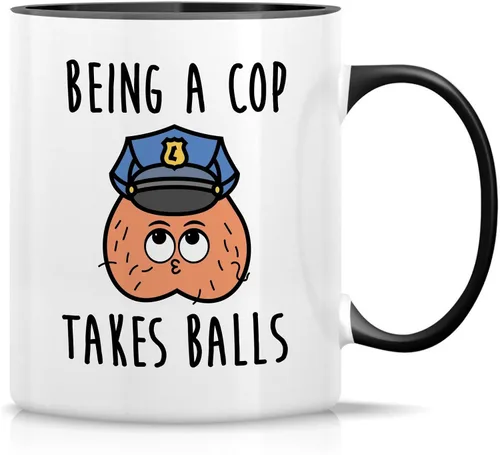Miniatura 6 de Retreez Taza divertida para oficial de policía – Being A Cop Takes Balls – Tazas de café de cerámica de 11 onzas para profesionales del orden