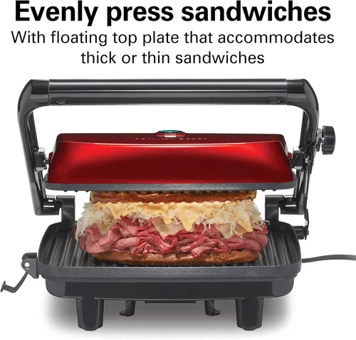 Miniatura 4 de Hamilton Beach Panini Press Sandwichera y Parrilla Eléctrica para Interiores con Tapa con Seguro, se Abre Completamente para Adaptarse a Cualquier