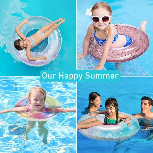 Miniatura 6 de Flotadores de piscina para niños, paquete de 3, anillos de natación inflables para niños de 2 a 5 años de edad, tubos de piscina, flotadores
