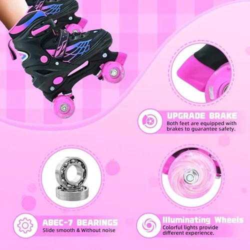 Miniatura 3 de Patines de ruedas para niños y niñas, patines ajustables para niños de 5 a 8 años, 6 a 12 años, con ruedas iluminadas, patines para principiantes