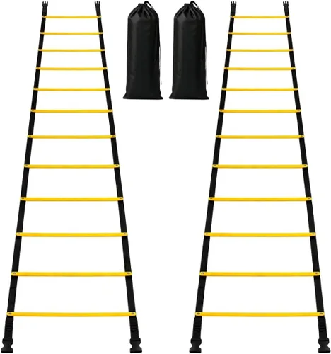 Miniatura 9 de SOFTSOUL Escalera de agilidad sin enredos, 12 peldaños fijos, escalera de entrenamiento de velocidad resistente y juego de pies para ejercicios