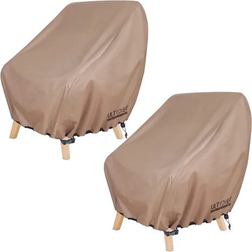 ULTCOVER Funda impermeable para silla de patio – Funda para silla de jardín individual de asiento profundo para exteriores, paquete de 2 unidades,