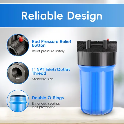 Miniatura 2 de iSpring HB18B - Carcasa de filtro de agua para toda la casa, carcasa universal de 10 x 4.5 pulgadas para filtración de agua en todo el hogar