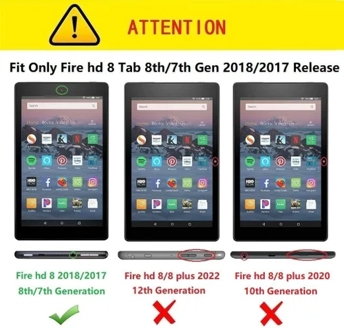 Miniatura 2 de Funda para tablet Fire HD 8 (8ª/7ª/6ª generación, versión 2018/2017/2016), funda protectora de piel sintética con función atril y encendido Flores