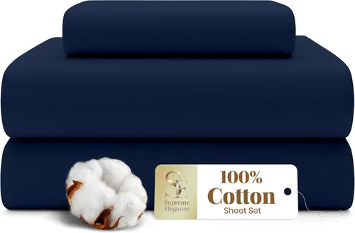Miniatura 19 de SUPREME ELEGANCE Juego de sábanas de cama individual 100% algodón - Blanco ártico, ropa de cama de percal de 3 piezas, sábanas transpirables frescas
