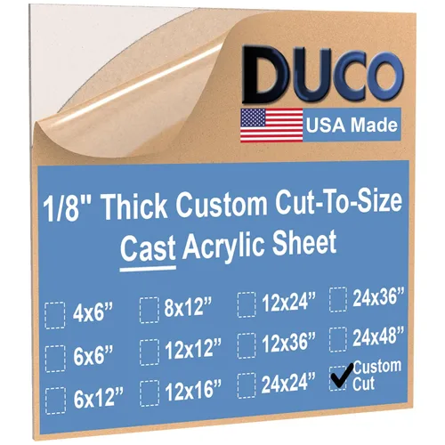 Miniatura 21 de Duco - Hoja de acrílico fundido transparente hecha en Estados Unidos, 1/8 de pulgada de grosor, 12 x 12 pulgadas, 1 paquete de láminas de plexiglás