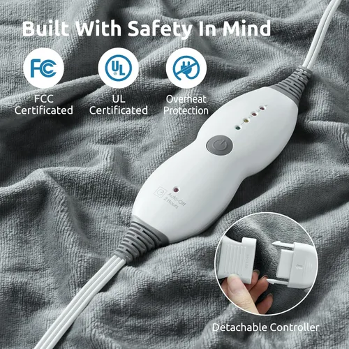 Miniatura 4 de Drewin Manta térmica con peso, manta eléctrica de forro polar Sherpa de 15 libras para adultos, calentamiento rápido, mantas