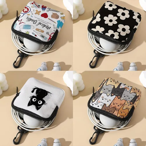 Miniatura 4 de Reusable Storage Pouches Data Cable Bags For Sanitary Products Electronics Accessories Portable Organizers Cable Organizers Storage Bag cartoon cat·