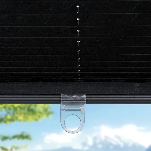Miniatura 7 de CALYX INTERIORS Persiana de tela plisada para ventana, filtro de luz, inalámbrica, 22 pulgadas de ancho x 60 pulgadas de alto, color negro
