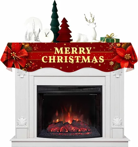 Miniatura 17 de NYZE Bufanda para Repisa de Chimenea Navideña 60 x 17 Pulgadas Cubierta Decorativa para Repisa de Chimenea de Navidad Camino de Mesa para Repisa