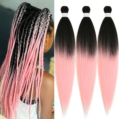 Miniatura 9 de Cabello para Trenzar Naranja Jengibre Pre-Estirado Kanekalo Cabello para Trenzar Pre-estirado 26 pulgadas Extensiones de Cabello Sintético