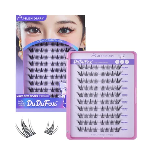 Miniatura 16 de MLEN DIARY Lash Clusters Kit 80PCS Natural Eyelash Clusters C Curl Wispy DIY Eyelash Extensions Kit with Lash Bond and Remover Tweezers 8.5-12.5mm