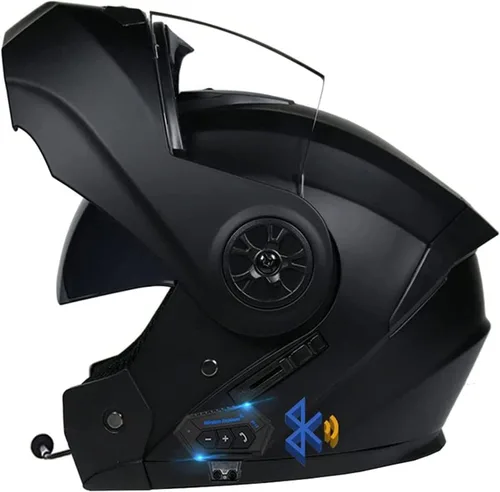 Miniatura 14 de Casco modular con Bluetooth abatible, de cara completa, doble visera solar, certificado por DOT, altavoz dual integrado con micrófono, cascos de 3