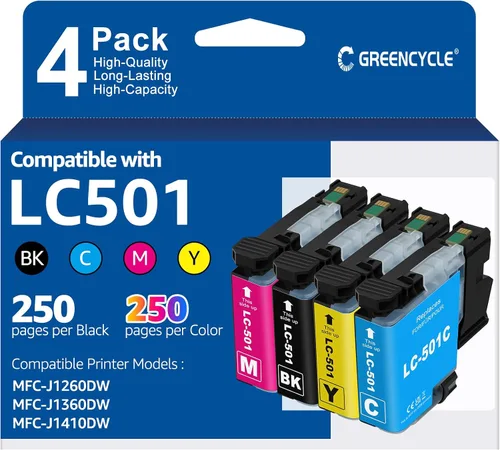 greencycle LC501 - Cartuchos de tinta para impresora Brother compatibles con cartuchos de tinta Brother LC501 con impresora MFC-J1260DW MFC-J1360W