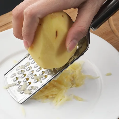 Miniatura 3 de Rallador de queso vegetal, rallador de limón de metal duradero a prueba de óxido con asa, rallador plano de mano para queso, chocolate, especias