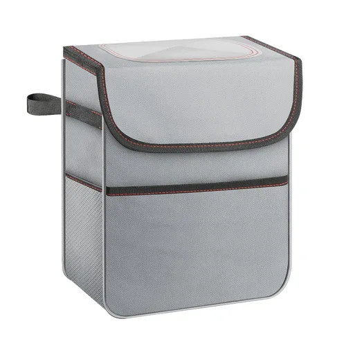YSSOA Basurero para automóvil con tapa, organizador a prueba de fugas y bolsa de almacenamiento, ajustable y portátil para el interior, bolsa de
