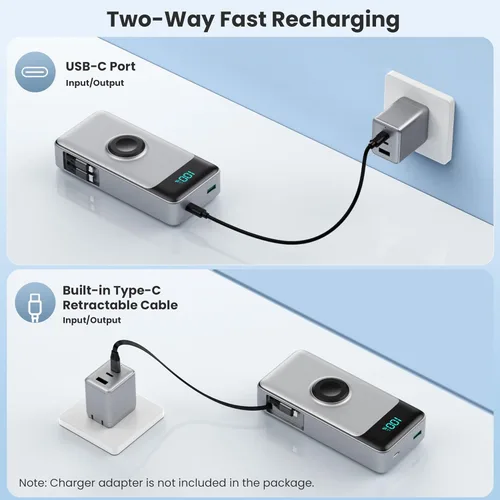 Miniatura 6 de Cargador portátil 5 en 1 para iPhone, banco de energía de 40800 mAh con cable retráctil incorporado y cargador para iWatch, paquete de batería