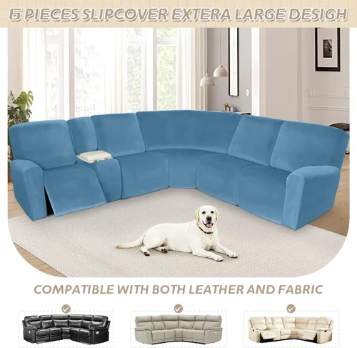 Miniatura 377 de Arfntevss Fundas de sofá seccional reclinable de terciopelo, Funda de sofá seccional de esquina para sofá reclinable, Funda elástica suave