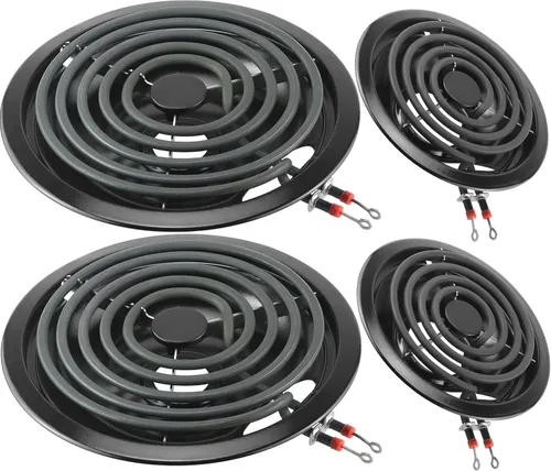 Sartenes de goteo para quemador de porcelana negra, 2 WB31M19 (8 pulgadas), 2 WB31M20 (6 pulgadas) y repuesto para quemador de estufa eléctrica, 2