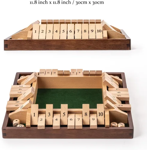 Miniatura 3 de Juego de dados Shut The Box de 11.8 pulgadas, juego de mesa de madera para 2-4 jugadores, juego de mesa clásico para cerrar la caja